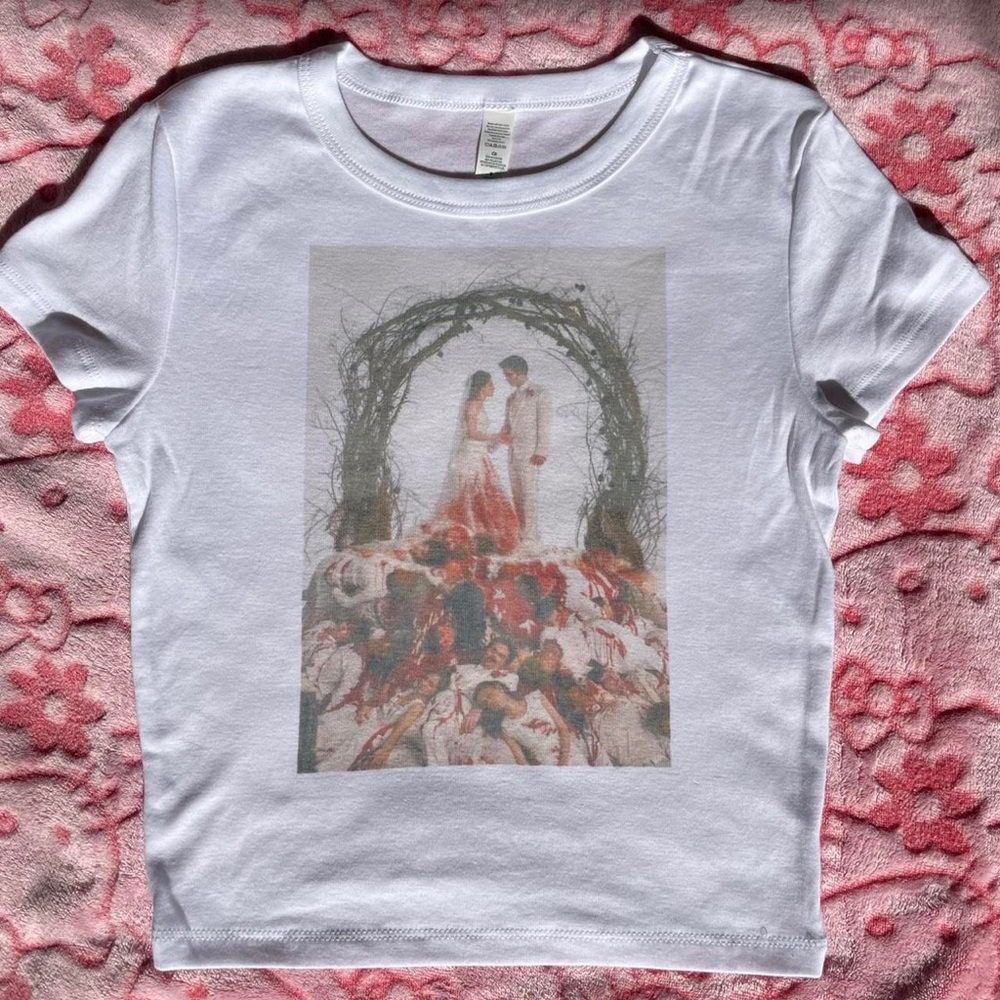Twilight Breaking Dawn Wedding cropped baby tee by hand made to order - Picture 3 of 4